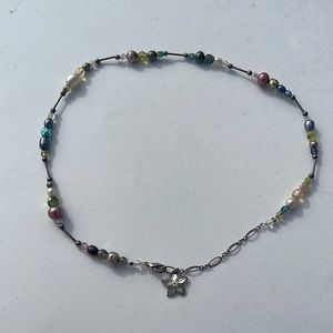 Beaded necklace plumeria charm